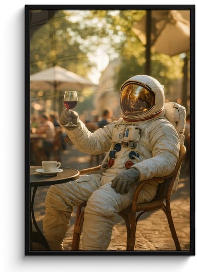 Poster in lijst - Fotolijst 80x120 cm - Posters - Wijn - Rood - Terras - Koffie - Posterlijst zwart - Decoratie - Wanddecoratie woonkamer - Muurdecoratie slaapkamer