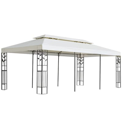 vidaXL - Prieel - met - dubbel - dak - 6x3 - m - wit