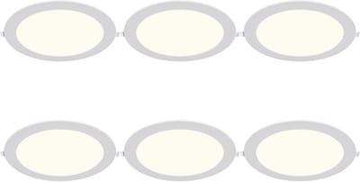 LED Downlight Inbouwspot Dimbaar 6 Stuks - Brinton Thin - 18W 1800lm 120° Bundelhoek - Natuurlijk Wit 4000K - IP40 - Rond - Wit - Ø229mm Buitenmaat - Ø205mm Zaagmaat