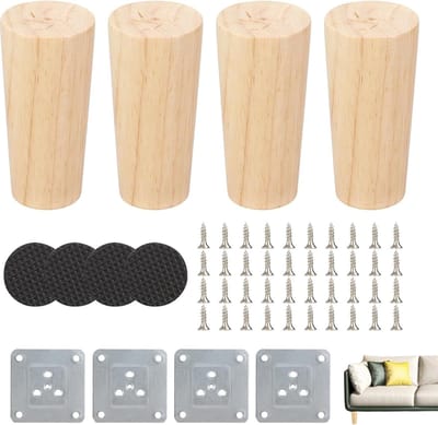 JGS ® Set van 4 Massief Houten Meubelpoten voor Diverse Toepassingen in Huis