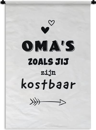 Wandkleed Moederdag - Schitterend cadeau voor oma - Oma's zoals jij zijn kostbaar wit Wandkleed katoen 120x180 cm - Wandtapijt met foto XXL / Groot formaat!