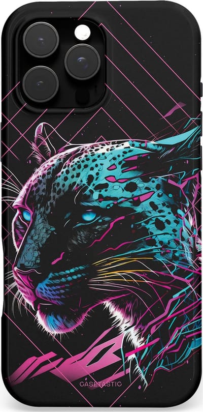 Casetastic hoesje geschikt voor Apple iPhone 16 Pro Max - MagSafe - Dubbellaagse bescherming - Neon Jager - Fashion Case - Zwart Petrol