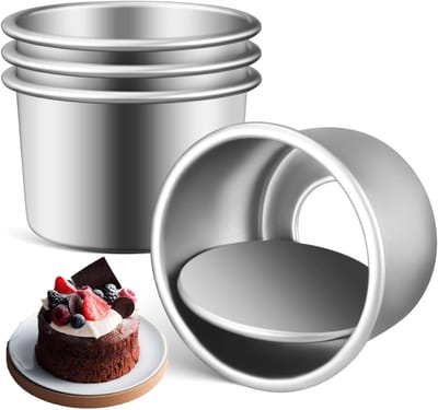 4 Stuks Mini Ronde Cakevormen 6.3cm - Antiaanbak Aluminium Bakvormen met Verwijderbare Bodem voor Taarten, Gebak en Feestjes