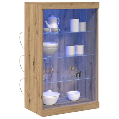 vidaXL - LED - Dressoir - Artisan - Eiken - 60,5 - x - 37 - x - 100 - cm - Bewerkt - hout