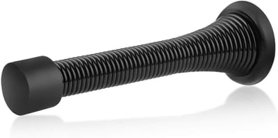 BOTC Deurstoppers voor Binnen - 2 Stuks Veer Deurstop - Heavy Duty Wand/Plint Montage - Rubber Bumper - Bescherming voor Deur & Muur - Zwart
