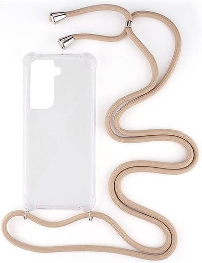 Shop4 - Geschikt voor Samsung Galaxy S21 Hoesje - Zachte Back Case met Koord Beige
