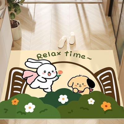 Tapis de Porte en Fil de PVC Panda Mignon Fleur Résistant à la Poussière Tapis Salissant Antidérapant Tapis Ménager Peut Être Découpé 40 * 60 cm [clean as soon as you wipe it]
