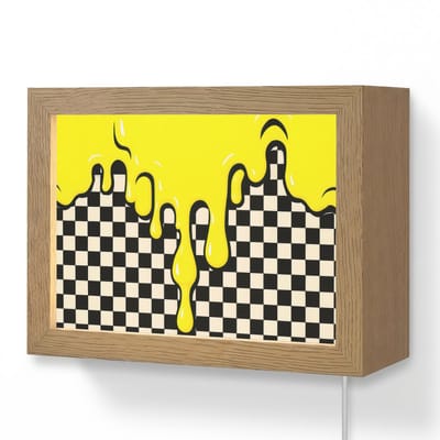 Wandlamp 20x15 cm - Oplaadbaar - Geblokt - Grafisch - Vloeistof - Geel - Wandlampen binnen woonkamer - Slaapkamer lamp met kabel - Decoratieve nachtlamp - Vloerlamp snoer