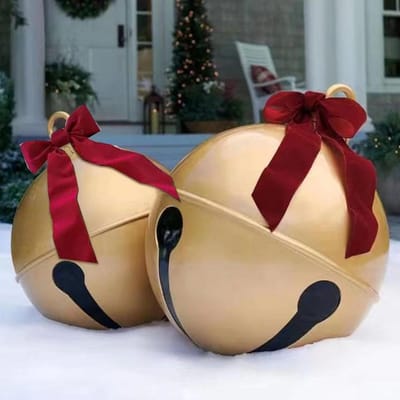 2 Pack Giant Opblaasbare Kerstbal, 45cm/60cm Bell, Giant PVC Kerstballen Voor Binnen/Outdoor Gebruik