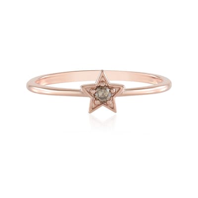 Cavill - Zilveren Ring - 925 Sterling Zilver Roségoud Verguld - I3 Champagne Diamant 0,041 ct - Ronde Briljant Slijpsel - Dunne Moderne Sterring