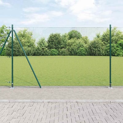 vidaXL - gelast - draadhek - met - betonnen - voetstuk - 25 - x - 1,4 - m - Groen - Mesh