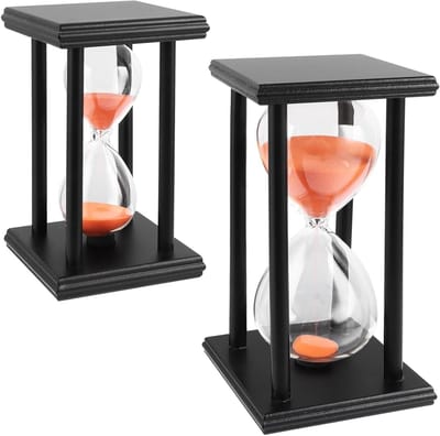 Decoratieve zandloper set van 30 tot 60 minuten met zwart houten frame voor kinderen, kantoor en huisdecoratie
