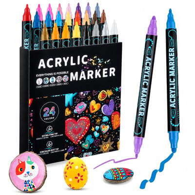 24 kleuren dubbele acrylstiften met zachte punt en grote inhoud voor tekenen en doodling