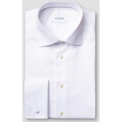 Eton Overhemd Uni Cotton Luxury Signature Twill French Cuffs Wit / male