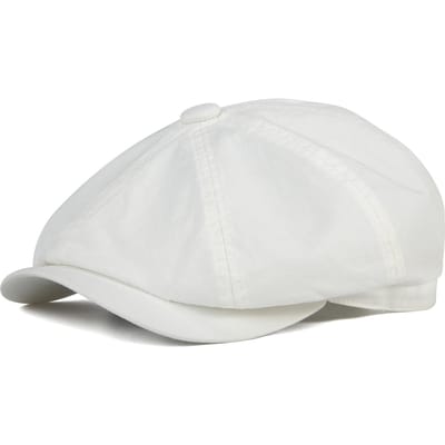 BOTVELA Heren Newsboy Gatsby Hoed 100% Katoen Vintage Platte Ivy Rijden Cabbie Pet 62cm wit