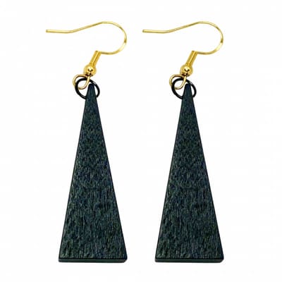 Zilver oorbellen hout zwart Saheli goudkleurig - Charme Bijoux