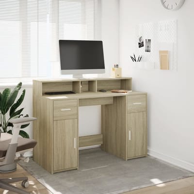 vidaXL - Bureau - met - LED-verlichting - 120x55x91 - cm - hout - sonoma - eikenkleur