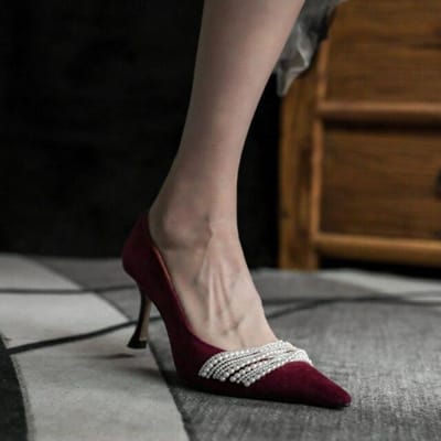 Kralenontwerp Elegante hoge hakken Nieuwe aankomst Mode Trouwschoenen Vrouwen Temperament Stijlvolle pumps 34