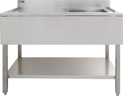 Professionele catering spoeltafel - zilver - 120 cm - met onderplank