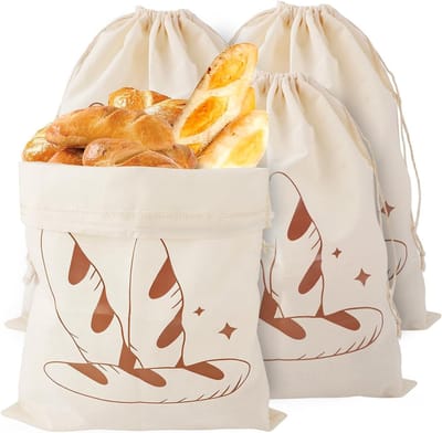 Linnen Broodzakken Set van 2, Herbruikbare Opbergzakken voor Brood, Vershoudzakken voor Groenten en Fruit, 30 x 38 cm met Trekkoord