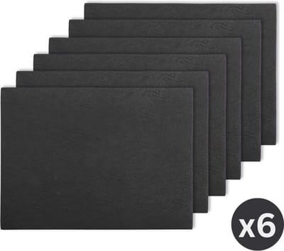 Placemat TROJA - SET/6 - kunstleer - 33x45 cm, zwart