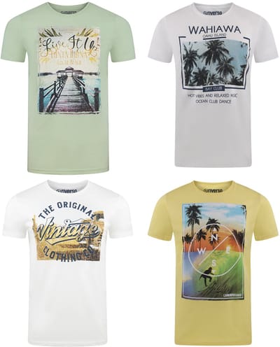 riverso Heren T-Shirt RIVLukas 4 Pack regular fit Veelkleurig S Ronde Hals Volwassenen - gemaakt van 100% katoen