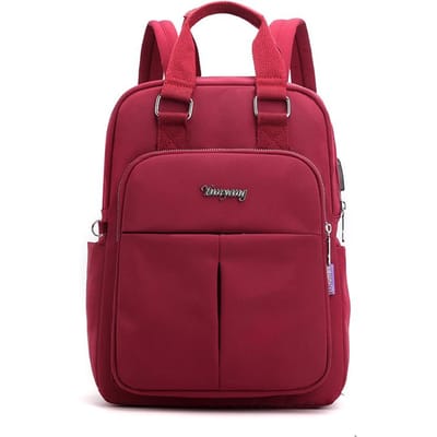 Sac à dos décontracté Tide pour femmes, sac à dos Rechargeable par USB, sac d'ordinateur de grande capacité, sac à dos de voyage de Style collégial One size rouge vin