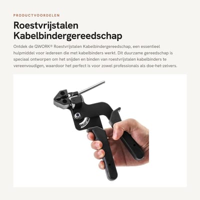 Dailygoods - Roestvrijstalen Kabelbindergereedschap - Eenvoudig en Efficiënt - Zwart - Snijden en Binden - Voor Kabelbinders - Geschikt voor Professio...
