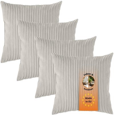 sleepling sierkussenset van 4 - 40x40 cm kussen – bankkussen van robuuste meubelstof - incl. hoes en vulling - als decoratiekussen, sierkussen of couchkussen - kussenset - Made in EU - 40 x 40 cm - cord - beige