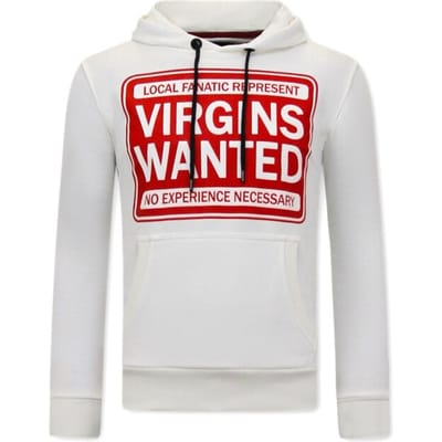 Hoodie Heren Print - Virgins Wanted - Beige