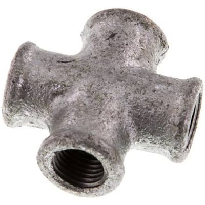 Rp 1/4'' Binnendraad Verzinkt Gietijzeren Kruissok 25 Bar [2 Stuks]