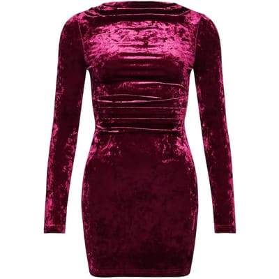 Superdry - Fluwelen mini-jurk met lange mouwen - Dames - Jurken