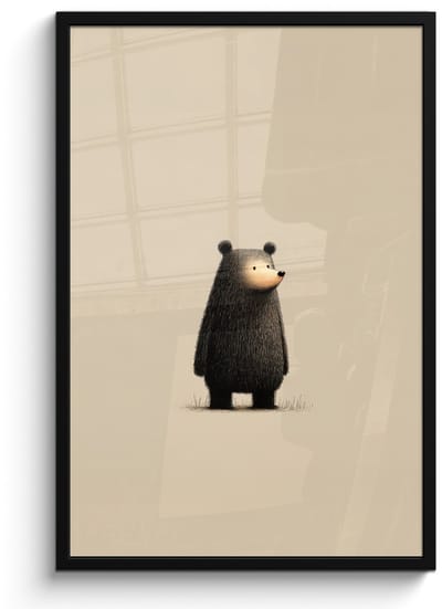 Poster in lijst - Fotolijst 60x90 cm - Posters - Beer - Donkerbruin - Minimalistisch - Posterlijst zwart - Decoratie - Wanddecoratie woonkamer - Muurdecoratie slaapkamer