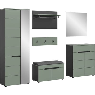 Canu kledingkastcombinatie inclusief zitkussen Smoke Green NB Basalt grey NB - 37x255x190cm