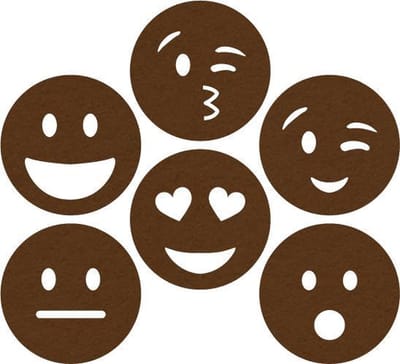 Smileys vilt onderzetters - Donkerbruin - 6 stuks - ø 9,5 cm - Tafeldecoratie - Glas onderzetter - Cadeau - Woondecoratie - Tafelbescherming - Onderzetters voor glazen - Keukenbenodigdheden - Woonaccessoires - Tafelaccessoires