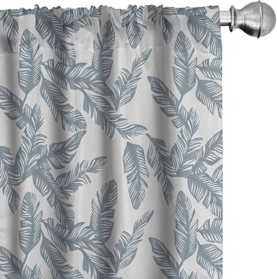 ABAKUHAUS Tropische Gordijnen – Bananenpalmbladeren – 2x75x175 cm – schieferblauw/lichtgrijs