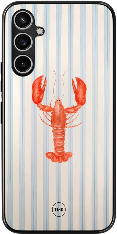 Hoesje geschikt voor Samsung Galaxy A54 - Kreeft - Blauw - TPU case - Gestreept - Hardcase zwart telefoonhoesje
