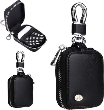 Beschermhoes voor Hoofdtelefoon Geschikt voor AirPods 1/2/3/Pro 2 met Rits en Sleutelhanger van PU Leer, Ideaal voor Draadloze en Bedrade Hoofdtelefoons en USB-kabels