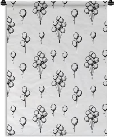 Wandkleed - Wanddoek - Ballon - Patronen - Zwart Wit - 90x120 cm - Wandtapijt