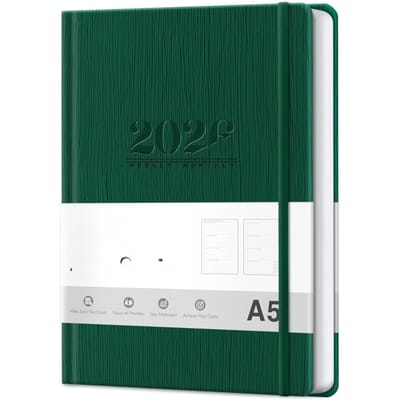 Famanu – Weekplanner 2026 A5 wekelijkse en maandelijkse planner groen