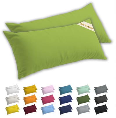 Lavea® Zijslaapkussenslopen 40x145 cm Set van 2 – Kussenhoezen van 100% Zachte en Ademende Jersey Katoen met YKK Ritssluiting – Appelgroen