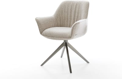 Eetkamerstoel Keila-Flex met armleuning kruisframe breed grafiet geweven stof beige 360° draaibaar rocker-functie