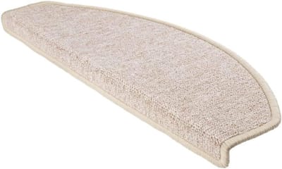 Trapmatten, 10 stuks, 65 x 24 x 4 cm, taupe halfrond, groot, antislip trapmatten van getuft PP, geluidsisolerende en warme trapkussens, wasbaar en opvouwbaar