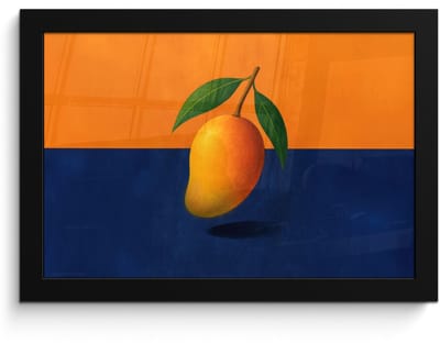 Poster in lijst - Fotolijst 30x20 cm - Posters - Mango - Vlakken - Bladeren - Oranje - Posterlijst zwart - Decoratie - Wanddecoratie woonkamer - Muurdecoratie slaapkamer