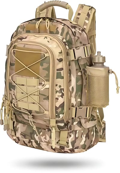 CarryQuest® 65L Tactische Rugzak - Nylon Military Backpack met Rugventilatie, Borstband & Ruime Outdoor Opbergruimte - Camouflage