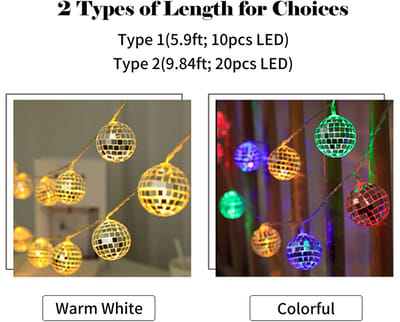 10ft 20LED Globe String Lights Decoratieve Hangende Lichtballen Fairy String Lights Batterijgevoede WK-verlichting voor Binnen Buiten Tuin Patio