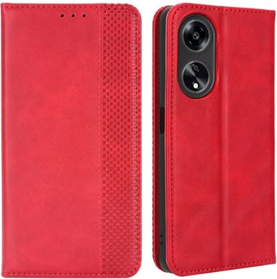 Coverup Hoesje - Geschikt voor OPPO A98 Hoesje - Coverup Vintage Style Book Case - Rood
