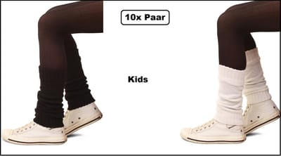 10x Paar Beenwarmers kinderen zwart en wit - Carnaval thema feest party fun festival winter