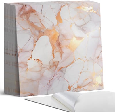 Coloray Plaktegels - Elegant marmer met aderen Zelfklevende Tegels - 20 cm x 20 cm - Wit Plaktegels - 20 stuks - Vierkant PVC Tegels - Plaktegels Badkamer - Plaktegels Vloer - Vinyl Tegels Zelfklevend - Wandtegel Zelfklevend