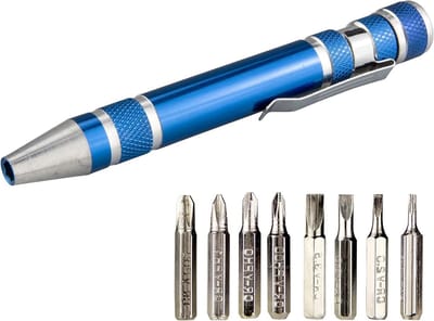 Mini Schroevendraaierset - Pen Schroevendraaier - Kleine Reparaties - Magnetische Bits - 11 cm - Blauw